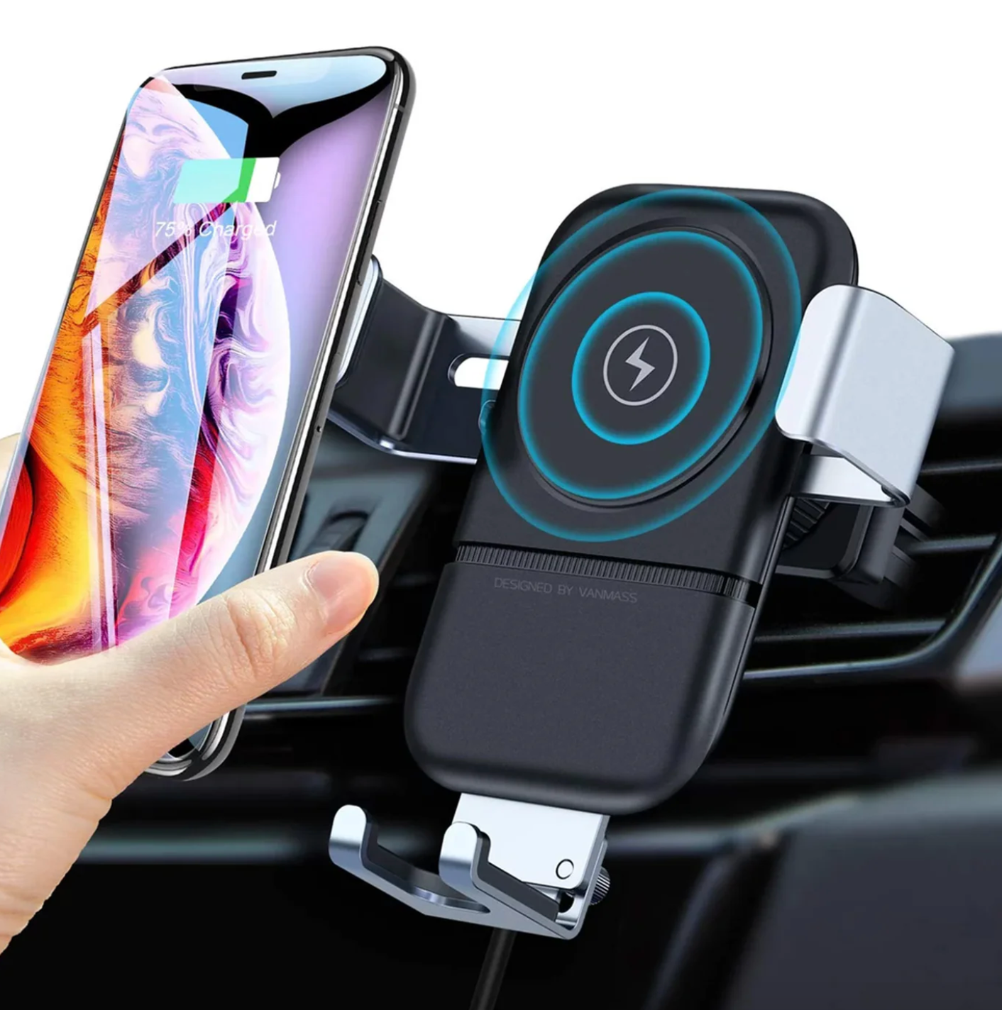 Car Phone Holder Wireless Car Charger 10W Qi Fast Charging Car Charger Gravity Auto Clamping 360° Rotation Air Vent Car Mount Holder