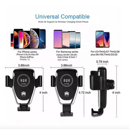 Car Phone Holder Wireless Car Charger 10W Qi Fast Charging Car Charger Gravity Auto Clamping 360Â° Rotation Air Vent Car Mount Holder